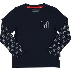 Vinrose Longsleeve Dalton - T-shirt - Lange Mouwen - Donkerblauw - Jongens - Maat: 98/104