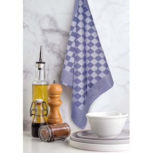 Treb Horecalinnen Theedoeken 65x65cm Blauw Wit Geblokt 96 Stuks a € 1,59 per stuk exclusief btw Treb WS
