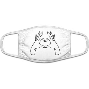 Love hands mondkapje | grappig | gezichtsmasker | bescherming | bedrukt | logo | Wit mondmasker van katoen, uitwasbaar & herbruikbaar. Geschikt voor OV