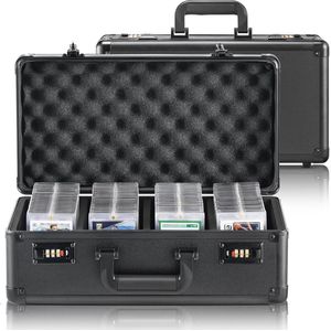 Graded Card Storage Box voor 108 PSA, 76 BGS en 84 SGC Kaarten, Draagbare Kaarthouder met Sleutelvergrendeling en Schuimverdelers