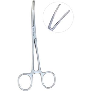 Benelux Surgical Instruments / Kocher arterieklem, gebogen, 1 x 2 tanden, 16,0 cm