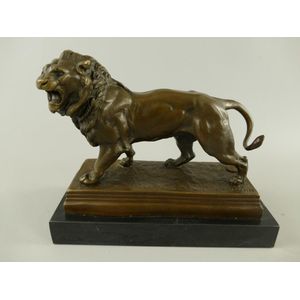 Bronzen beeld - Brullende leeuw - Sculptuur - 20 cm hoog