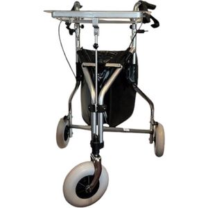 Premis Delta - 3 wiel Rollator - Inklapbaar - incl. tas, dienblad en tray (ondersteund dienblad) - Metallic Zilver