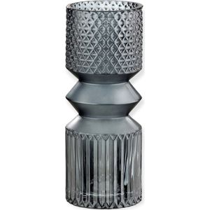Gilde Handwerk Vaas - Grijs - Glas - Pintu - Mat/helder - 30 cm