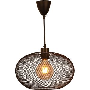 D&B Plafondlamp - Zwarte Hanglamp - Retro Industriële Plafondverlichting - E27 - Hanger Verlichting Schaduw - Metalen Plafondlamp Armatuur - voor Slaapkamer, Eetkamer, Woonkamer en Hal