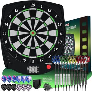 Elektronisch Dartbord Set met Softtip Darts - LED-scoreweergave - Meertalige Instructies - 20+ Spelmodi - Automatische Puntentelling - Geschikt voor 1-8 Spelers