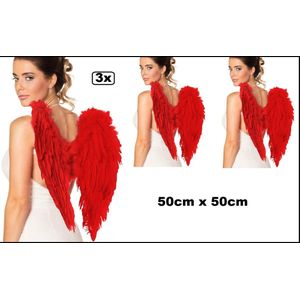 3x Engelen vleugels veren rood 55 x 40 cm - Engel | Vleugel | Kerst | thema feest | Festival | Party