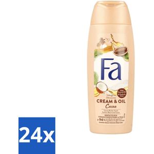 Fa - Douchecrème - Room & Olie Kokosnuss Kakaoboter - Verzachtend & Voedend - 250 ml - Voordeelverpakking - 24 stuks