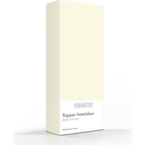 Romanette 100% Luxe Katoen Topper Hoeslaken - Lits-jumeaux Extra Lang (180x210 cm) - Ivoor