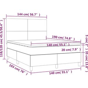 vidaXL - Boxspring - met - matras - kunstleer - zwart - 140x190 - cm