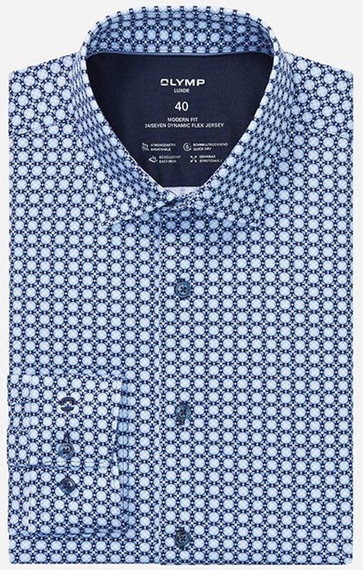 OLYMP - Luxor 24/Seven - Overhemd - Marineblauw - Modern Fit - New Kent