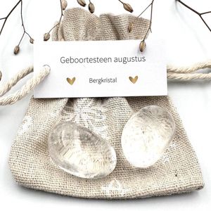 Geboortesteen augustus - Bergkristal trommel sneeuwzakje - edelstenen - knuffelsteen - verjaardag - cadeau man/vrouw - origineel mooi kado - geluksbrenger - vriendschap