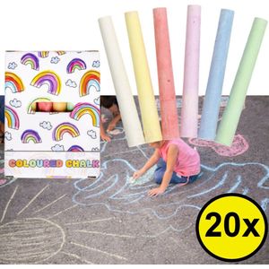 Decopatent® Uitdeelcadeaus 20 STUKS Kleine 12-Delige Regenboog Stoepkrijt in Doosje - Speelgoed Traktatie Uitdeelcadeautjes voor kinderen