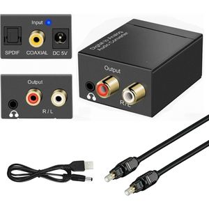Delmark Digitaal naar Analoog Audio Converter - Toslink naar RCA of AUX hoofdtelefoon 3.5mm jack - Coax naar RCA