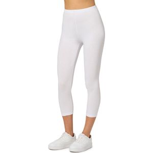 Merry Style MS-MS10-199-LE Dames Capri Leggings - Sport - Vrijetijdsbroek - 3/4 Lengte - Katoen - Sporbroek - Yogabroek - Wit - S