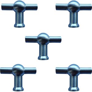 Kastknoppen Kansas T-Greep RVS 5 Stuks - Kastknop - Meubelknop - T-Greep - deurknoppen voor kasten - Meubelbeslag - deurknopjes