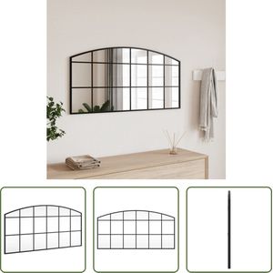 The Living Store Wandspiegel - Zwart Gepoedercoat Ijzer - 100 x 50 cm - Heldere Weerspiegeling