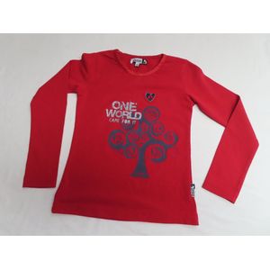 T-Shirt - Lange mouw -- Meisje -Rood - One world - 6 jaar 116