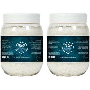 2x 1,25 KG VitaalBad® Magnesium Badkristallen Badvlokken Badzout - meest Pure en Krachtige magnesium verkrijgbaar - voor voetenbad of ligbad - 2 potten á 1250 GRAM