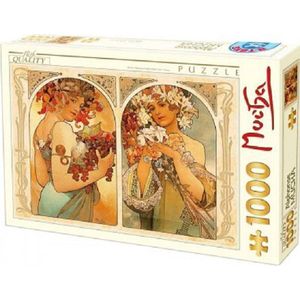 Mucha - Vruchten en bloemen (1000 stukjes, kunst puzzel)