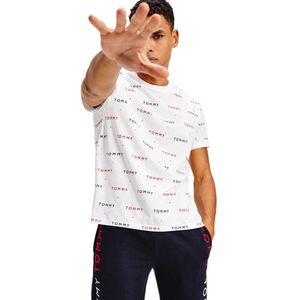 Tommy Jeans Crew Print Korte Mouw Pyjama T-shirt Wit M Man