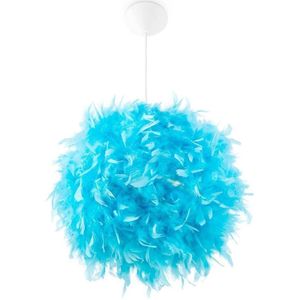 Home Sweet Home Lampenkap Kids Cloud cilinder - van veren - blauw - Moderne Lampenkap - 30/30/20cm - E27 lamphouder - voor hanglamp - RoHS getest