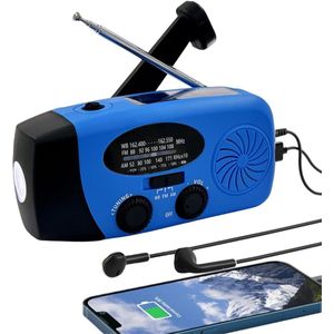 Solene Noodradio Solar Opwindbaar - AM/FM/NOAA - 5000mAh Powerbank - LED Zaklamp Met Meerdere Modi - SOS Alarm - IPX3 - Type-C Opladen - Hoofdtelefoonaansluiting
