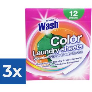 At Home Wash - Kleurdoekjes - Gekleurde Was - 12 Wasbeurten - Voordeelverpakking 3 stuks