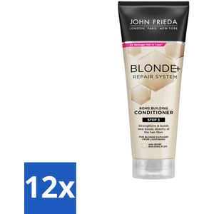 John Frieda – Conditioner – Blonde+ Repair Bond Building – Herstellend – 250 ml - Voordeelverpakking - 12 stuks