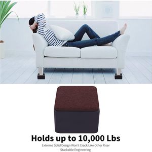 Meubelverhoger 2 inch van Koolstofstaal, Verbreed Bedverhoger Verhoog de hoogte van 5 cm, Zelfklevende Tafelverhoger Stoelverhoger, 4-pack Bedding Bed Furniture Risers Sterke Ruimtebesparende