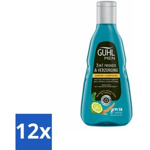 Guhl - 3-in-1 Shampoo - Freshness & Care Man - 250 ml - Voordeelverpakking - 12 stuks