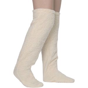 Warme kniekousen van ganzendons - Hoog pluche - Geschikt voor zwangere vrouwen/vrouwen na de bevalling en ouderen met koude benen - Essentiële katoenen sokken voor koud weer - Beige