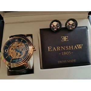 Thomas EarnshaW - horloge - heren - horloge + manchet knopen - Gift Set - Zwart