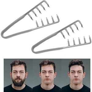 Daity 2 stuks - Haarstylingkam, grove textuurkam, geschikt voor naar achteren gekamde kapsels, kam voor pluizig haar 19x9cm (grijs)