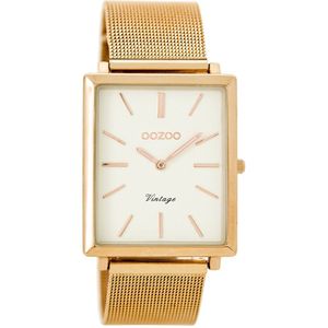 Rosé goudkleurige OOZOO horloge met rosé goudkleurige metalen mesh armband - C8183