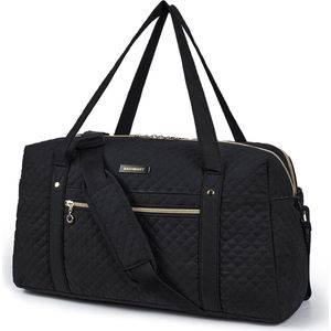 Reistas handbagage, weekendtas dames weekendtas, grote draagtas met schoenenvak, laptopvak, elektronica, zwart