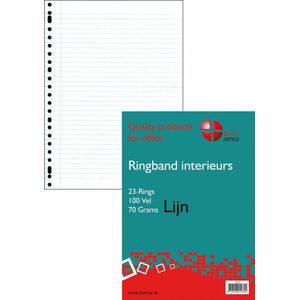 Benza - Ringbandpapier A4 - Schrijfpapier Lijn - 23 ringen - 100 vel - 2 stuks