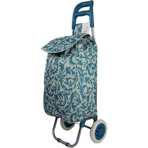 Trek-/duw karretje Grote Shopping Trolley - Modern en kleurrijk - Lichtgewicht en sterk - Opvouwbaar inklapbaar - 95 cm - Blauw
