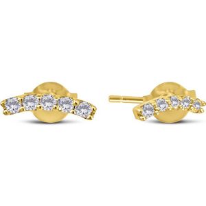 Silventi 9NBSAM-G230267 Gouden Oorknopjes met Zirkonia - Boogje - 9x2,3mm - 14 Karaat - Goud