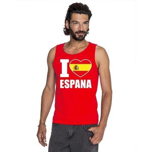 Rood I love Spanje supporter singlet shirt/ tanktop heren - Spaans shirt heren S