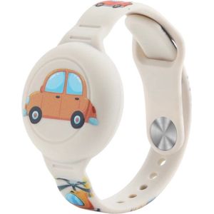 Premium Siliconen Armband met Auto's geschikt voor Apple AirTag voor Kinderen creme | AirTag-sleutelhanger Hoesje Kind | Polsband GPS Horloge Kind | Tracker Houder Armband | Trackers Band | Peuter | AirTag Polsband Armband | Polsband GPS