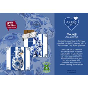 SoCoLa Fairtrade Chocolade tabletten Paas – Fijne Paasdagen – Pasen – Paashaas – Paaskuiken – Giftboxen - Chocoladekado – Chocolade geschenk – Persoonlijk cadeau - Voor Hem en Haar – Voor man en Vrouw – (Melk Chocolade Repen 4 x 100 gram)