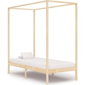 vidaXL Hemelbedframe 100x200 cm - Massief Grenen Hemelbed - Massief Hout Bed - Grenenhout Bed - Tweepersoons Bed - Bed Frame - Hoofdbord