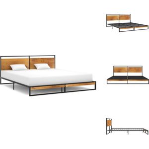 vidaXL Metalen Bedframe - Zwart - 208 x 184 x 82.5 cm - Massieve constructie - Stevige lattenbodem - Matras 180 x 200 cm - Bed