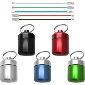Ronde mini-pillendoosjes - 5 hangende gespen tabletbox medicijn-opbergdoos sleutelhanger voor reizen (5 kleuren)