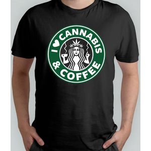 I Love Green and Coffee - T Shirt - Sweet - Green - Coffee - Groen - Blunt - Happy - Relax - Good Vipes - High - 4:20 - 420 - Mary jane - Chill Out - Roll - Smoke.