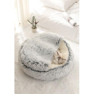 Mooki Nova Plushe - Kattenmand - Luxe Kattenbed - Kattenkussen - Cavebed - Donut - Extra Zacht & Comfortabel - Hondenmand - Lichtblauw - 50 cm