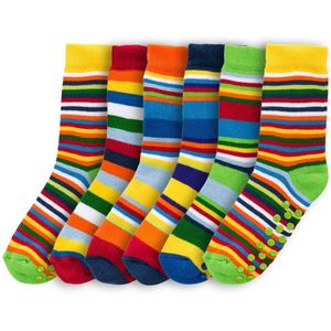 Kindersokken | Antislip zool | Badstof gevoerd | Thema: Strepen | Maat: Diverse maten | 6 paar