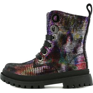 Shoesme zwarte bikerboots met allover multicolor print