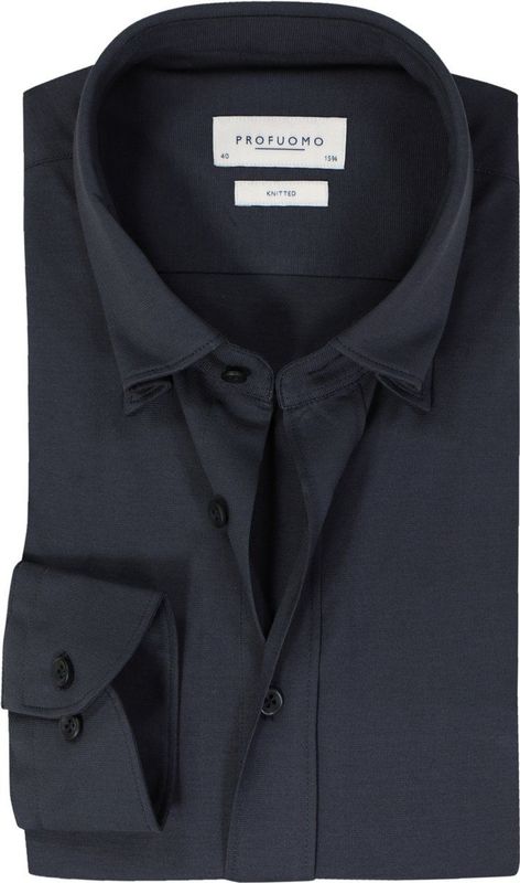 Profuomo slim fit heren overhemd, jersey, donkerblauw